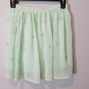 D-Signed mint green embellished skirt